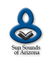 Logo of Figure Reading a Book: Return to the home page for Sun Sounds